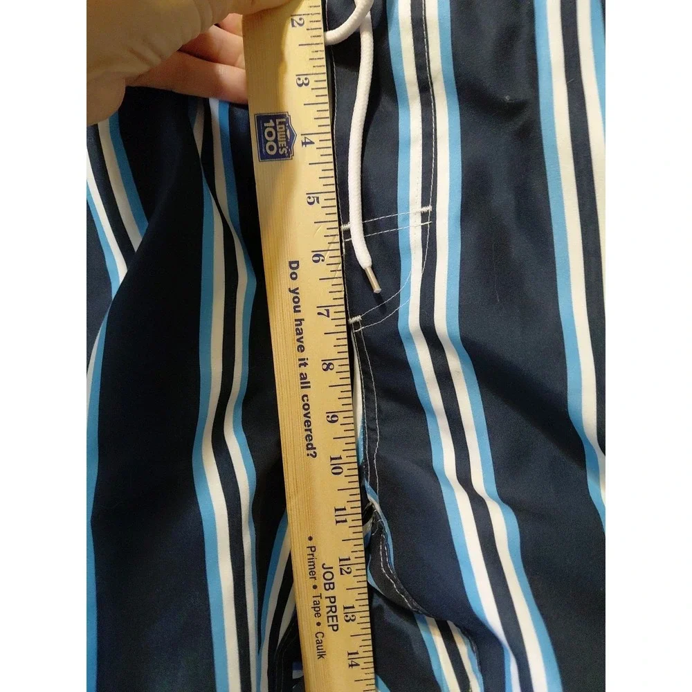 Vacay Swim Trunks Mens XL Blue Striped Shorts Elastic/Drawstring Pockets Surfer